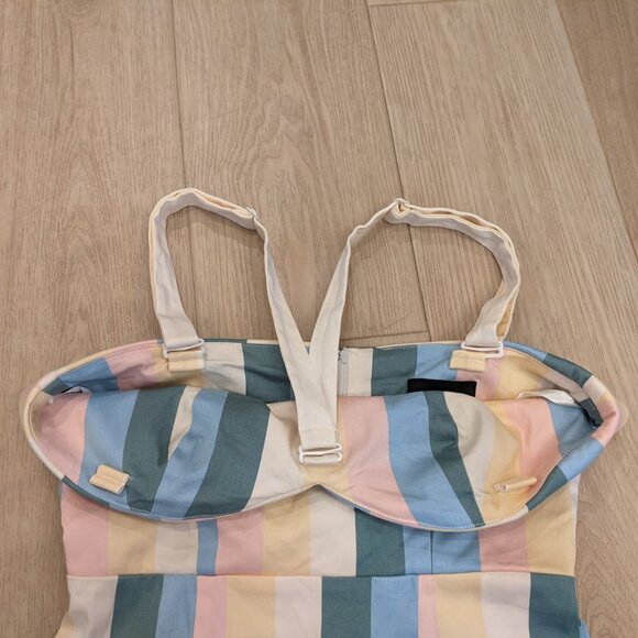 Collectif Sz S/US 6 Rainbow Stripe 50s Pinup Retro Rockabilly Pencil Dress - Picture 7 of 15